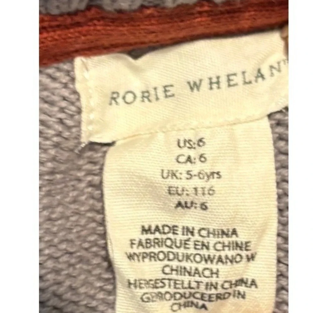 Rorie Whelan Cardigan Sweater Boys 6 Gray Fair Isle Shawl‎ Collar Cotton Knit